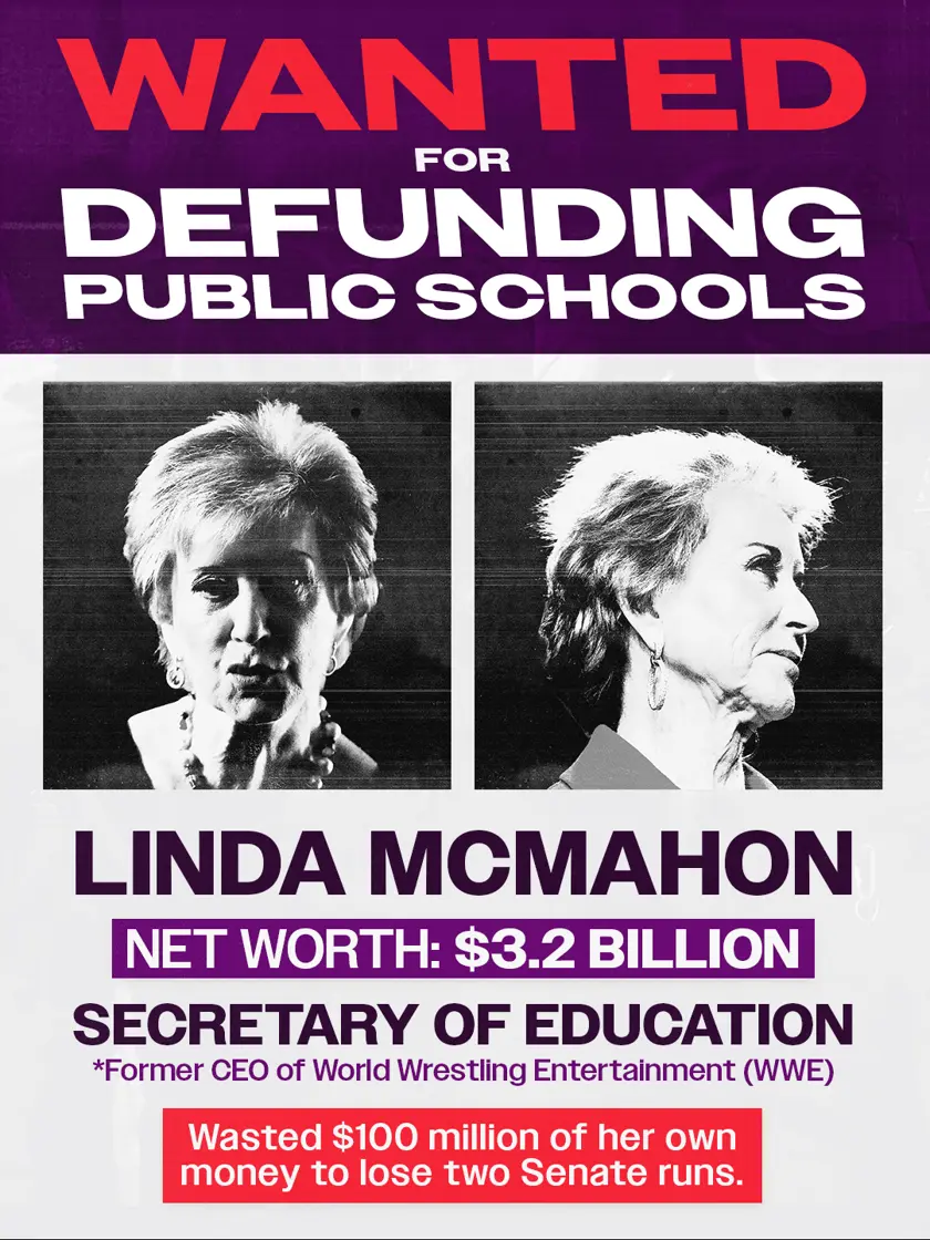 Linda McMahon shareable graphic