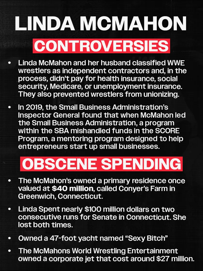 Linda McMahon shareable graphic